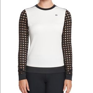 Long sleeved two tone athleisure wear top